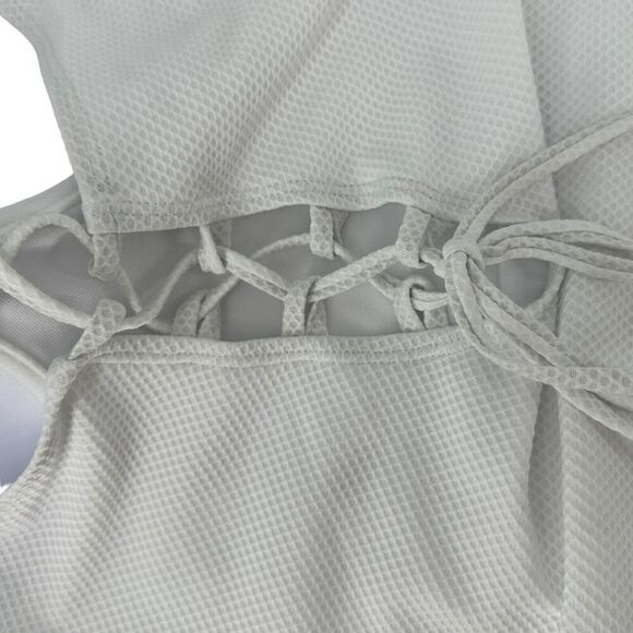 Shell Cup Swimsuit One Piece White Jeweled Straps Size XL Shein Underwired Swim - Picture 11 of 13